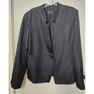 Dana‎ Buchman Silk Wool Blazer Jacket Black Single Breasted One Button Lined Lrg
